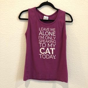 Purple tank “I only talk to my cat today”
